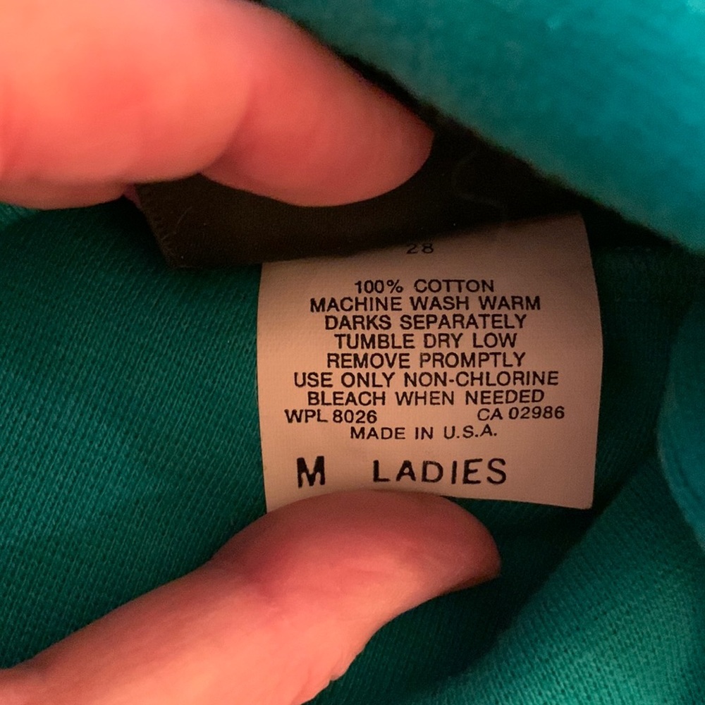 Women's Eddie Bauer Teal Green Long Sleeve Turtleneck Top Size M 100% Cotton - Picture 4 of 5